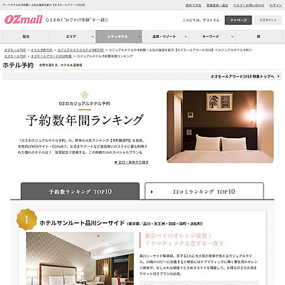 カジュアルホテル予約数年間ランキング2020